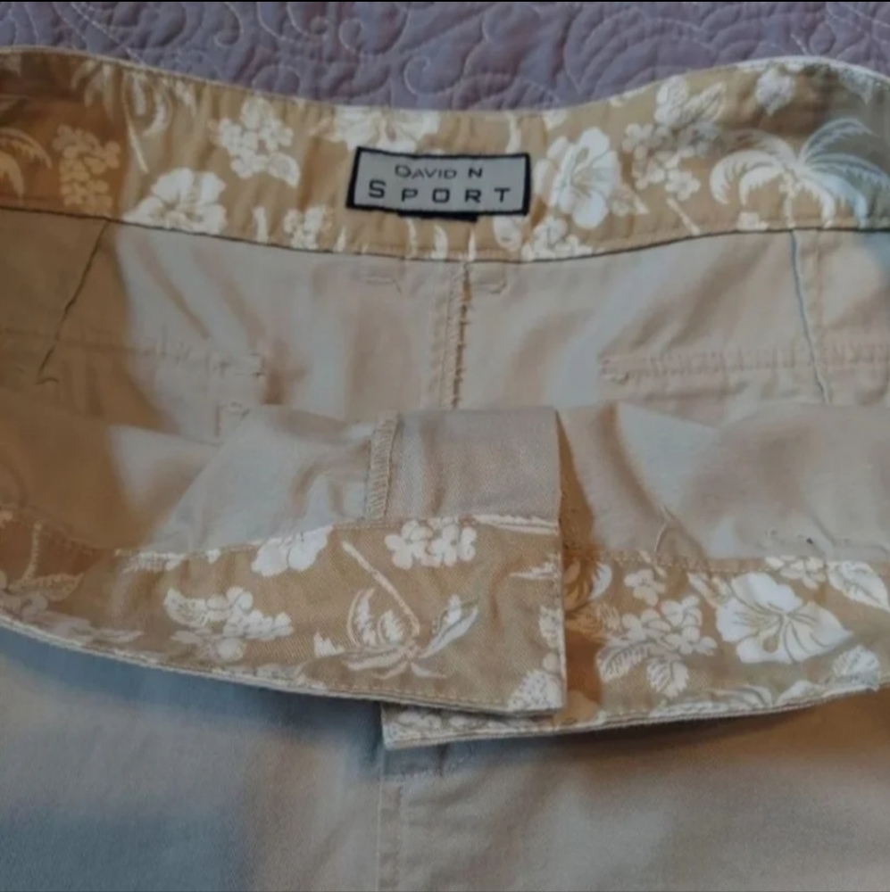 Y2k DAVID N SPORT KHAKI A-LINE SHORT SLIT COTTON SKIRT SZ 10 - LIKE NEW